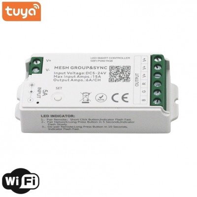 Smart WiFi Tuya Dimmer Μηχανισμός για Ταινία LED RGB 15A 12-24V DC 30-3614 Smart WiFi Tuya Dimmer Μηχανισμός για Ταινία LED RGB 15A 12-24V DC 30-3614